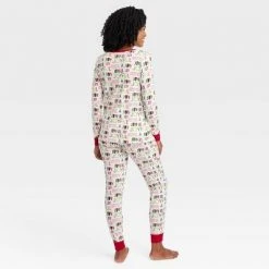 Women's Holiday Joyful Print Matching Family Pajama Set - Wondershop™ Cream