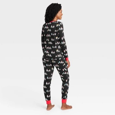 Women's Holiday Penguins Print Matching Family Pajama Set - Wondershop™ Black 1 Women's Holiday Penguins Print Matching Family Pajama Set - Wondershop™ Black