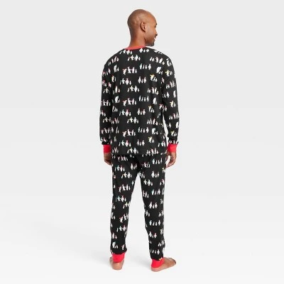 Men's Holiday Penguins Print Matching Family Pajama Set - Wondershop™ Black 1 Men's Holiday Penguins Print Matching Family Pajama Set - Wondershop™ Black