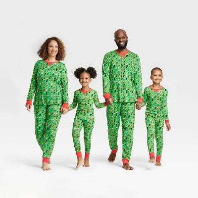 Kids' Multi Santa Print Matching Family Pajama Set - Wondershop™ Green 2 Kids' Multi Santa Print Matching Family Pajama Set - Wondershop™ Green - Image 2