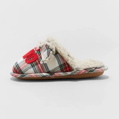 Boys' Nino Oso Plaid Slide Holiday Slippers - Wondershop™ Multicolor 1 Boys' Nino Oso Plaid Slide Holiday Slippers - Wondershop™ Multicolor