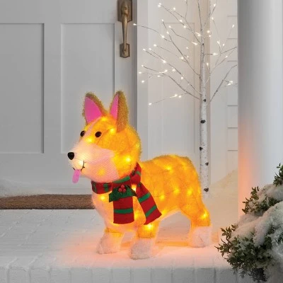 Christmas Incandescent Tinsel Corgi Dog Novelty Sculpture with 50 Lights - Wondershop™ 2 Christmas Incandescent Tinsel Corgi Dog Novelty Sculpture with 50 Lights - Wondershop™ - Image 2