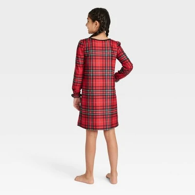 Kids' Holiday Tartan Plaid Flannel Matching Family Pajama NightGown- Wondershop™ Red 1 Kids' Holiday Tartan Plaid Flannel Matching Family Pajama NightGown- Wondershop™ Red