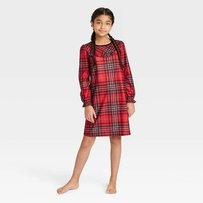 Kids' Holiday Tartan Plaid Flannel Matching Family Pajama NightGown- Wondershop™ Red 4 Kids' Holiday Tartan Plaid Flannel Matching Family Pajama NightGown- Wondershop™ Red - Image 4