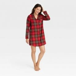 Women's Holiday Tartan Plaid Flannel Matching Family Pajama NightGown - Wondershop™ Red -Wondershop Sales unnamed file 423