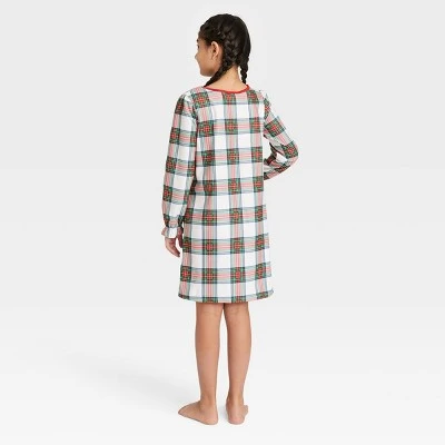 Kids' Holiday Tartan Plaid Flannel Matching Family Pajama NightGown- Wondershop™ Cream 1 Kids' Holiday Tartan Plaid Flannel Matching Family Pajama NightGown- Wondershop™ Cream