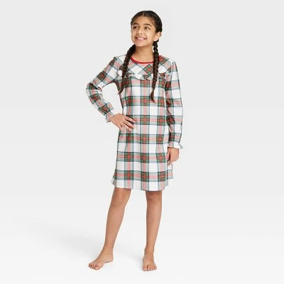 Kids' Holiday Tartan Plaid Flannel Matching Family Pajama NightGown- Wondershop™ Cream 8 Kids' Holiday Tartan Plaid Flannel Matching Family Pajama NightGown- Wondershop™ Cream - Image 8