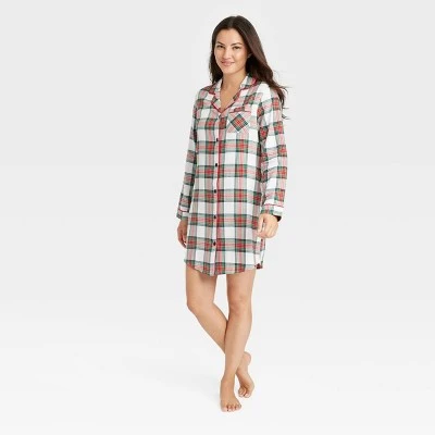 Women's Holiday Tartan Plaid Flannel Matching Family Pajama NightGown - Wondershop™ Cream 8 Women's Holiday Tartan Plaid Flannel Matching Family Pajama NightGown - Wondershop™ Cream - Image 8