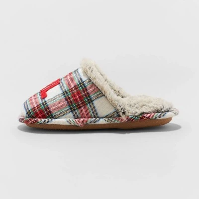 Girls' Lil Elf Plaid Slide Slippers - Wondershop™ Multicolor 1 Girls' Lil Elf Plaid Slide Slippers - Wondershop™ Multicolor