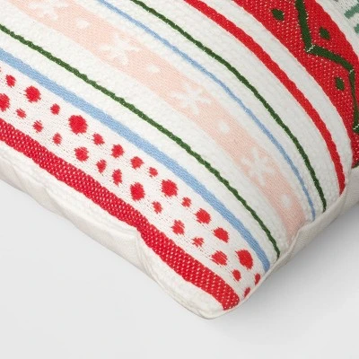 'Fair Isle' Square Christmas Throw Pillow Ivory/Green - Wondershop™ 3 'Fair Isle' Square Christmas Throw Pillow Ivory/Green - Wondershop™ - Image 3