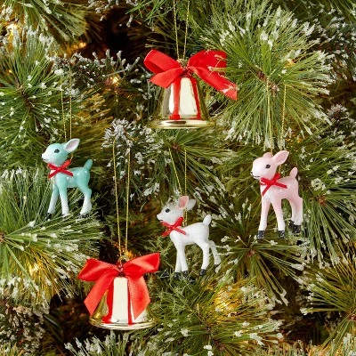 8ct Retro Deer & Metal Bell Christmas Tree Ornament Set - Wondershop™ 1 8ct Retro Deer & Metal Bell Christmas Tree Ornament Set - Wondershop™