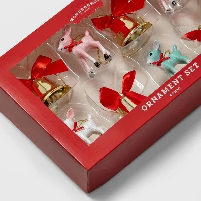 8ct Retro Deer & Metal Bell Christmas Tree Ornament Set - Wondershop™ 2 8ct Retro Deer & Metal Bell Christmas Tree Ornament Set - Wondershop™ - Image 2