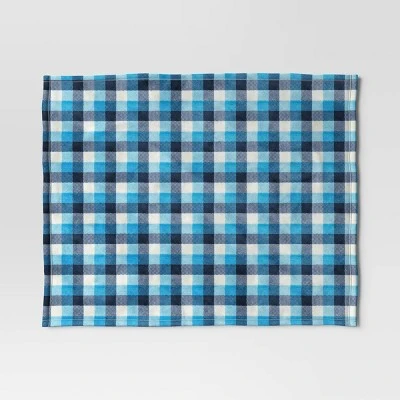 Hanukkah Check Printed Plush Throw Blanket Blue - Wondershop™ 2 Hanukkah Check Printed Plush Throw Blanket Blue - Wondershop™ - Image 2