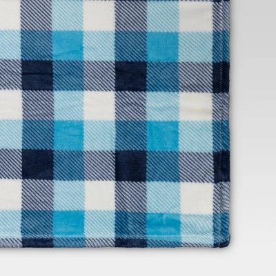 Hanukkah Check Printed Plush Throw Blanket Blue - Wondershop™ 3 Hanukkah Check Printed Plush Throw Blanket Blue - Wondershop™ - Image 3