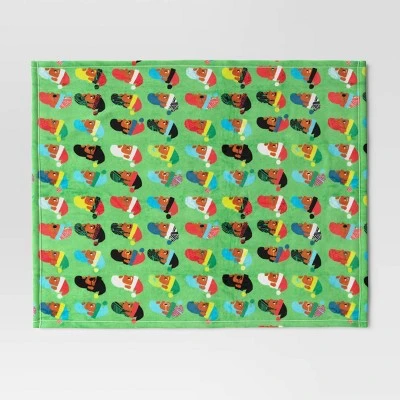 Santa Printed Plush Throw Blanket Green - Wondershop™ 1 Santa Printed Plush Throw Blanket Green - Wondershop™