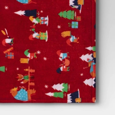 Gnomes Printed Plush Throw Blanket Red - Wondershop™ 3 Gnomes Printed Plush Throw Blanket Red - Wondershop™ - Image 3