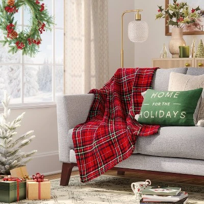 Tartan Plaid Printed Plush Throw Blanket Red - Wondershop™ 1 Tartan Plaid Printed Plush Throw Blanket Red - Wondershop™