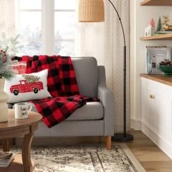 Buffalo Check Printed Plush Throw Blanket Red/Black - Wondershop™