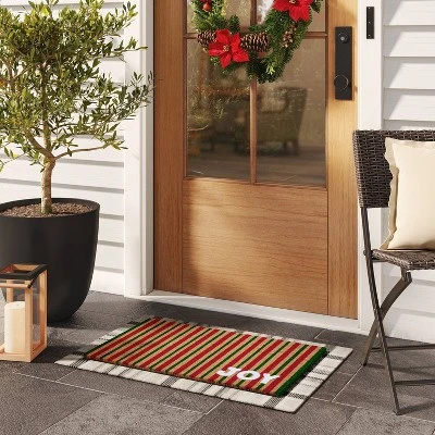 1'6"x2'6" Flocked Joy Stripes Doormat - Wondershop™ 1 1'6"x2'6" Flocked Joy Stripes Doormat - Wondershop™