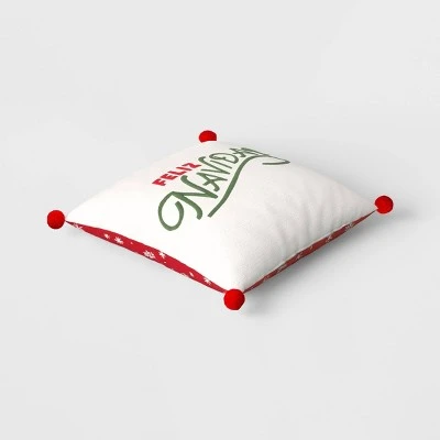 'Feliz Navidad' Square Christmas Throw Pillow Ivory/Red - Wondershop™ 2 'Feliz Navidad' Square Christmas Throw Pillow Ivory/Red - Wondershop™ - Image 2
