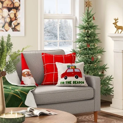 'Tis The Season' Car Square Christmas Throw Pillow Ivory - Wondershop™ 1 'Tis The Season' Car Square Christmas Throw Pillow Ivory - Wondershop™