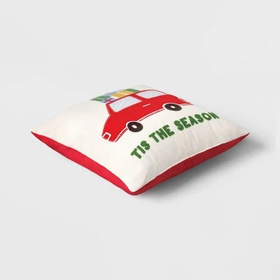 'Tis The Season' Car Square Christmas Throw Pillow Ivory - Wondershop™ 2 'Tis The Season' Car Square Christmas Throw Pillow Ivory - Wondershop™ - Image 2
