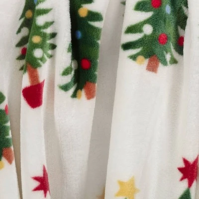 Christmas Trees Printed Plush Christmas Throw Blanket Cream - Wondershop™ 3 Christmas Trees Printed Plush Christmas Throw Blanket Cream - Wondershop™ - Image 3