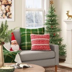 Santa Applique and Embroidered Shaped Christmas Throw Pillow Red/Ivory - Wondershop™