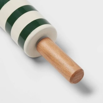 Stoneware and Wood Striped Mini Rolling Pin Green - Wondershop™ 2 Stoneware and Wood Striped Mini Rolling Pin Green - Wondershop™ - Image 2