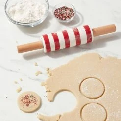 Stoneware and Wood Striped Mini Rolling Pin Red - Wondershop™