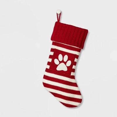 20" Knit Striped Monogram Christmas Stocking Paw Print - Wondershop™ 1 20" Knit Striped Monogram Christmas Stocking Paw Print - Wondershop™