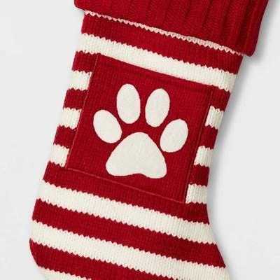 20" Knit Striped Monogram Christmas Stocking Paw Print - Wondershop™ 2 20" Knit Striped Monogram Christmas Stocking Paw Print - Wondershop™ - Image 2