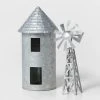 2pc Galvanized Metal Grain Silo & Windmill Set Silver - Wondershop™