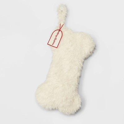 Sherpa Dog Bone Christmas Stocking White - Wondershop™ 1 Sherpa Dog Bone Christmas Stocking White - Wondershop™