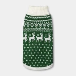 Fairisle Dog and Cat Sweater - Green - Wondershop™