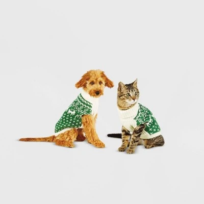 Fairisle Dog and Cat Sweater - Green - Wondershop™ 4 Fairisle Dog and Cat Sweater - Green - Wondershop™ - Image 4