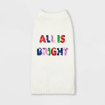 All is Bright Dog and Cat Sequin Sweater - Cream - Wondershop™ 1 All is Bright Dog and Cat Sequin Sweater - Cream - Wondershop™